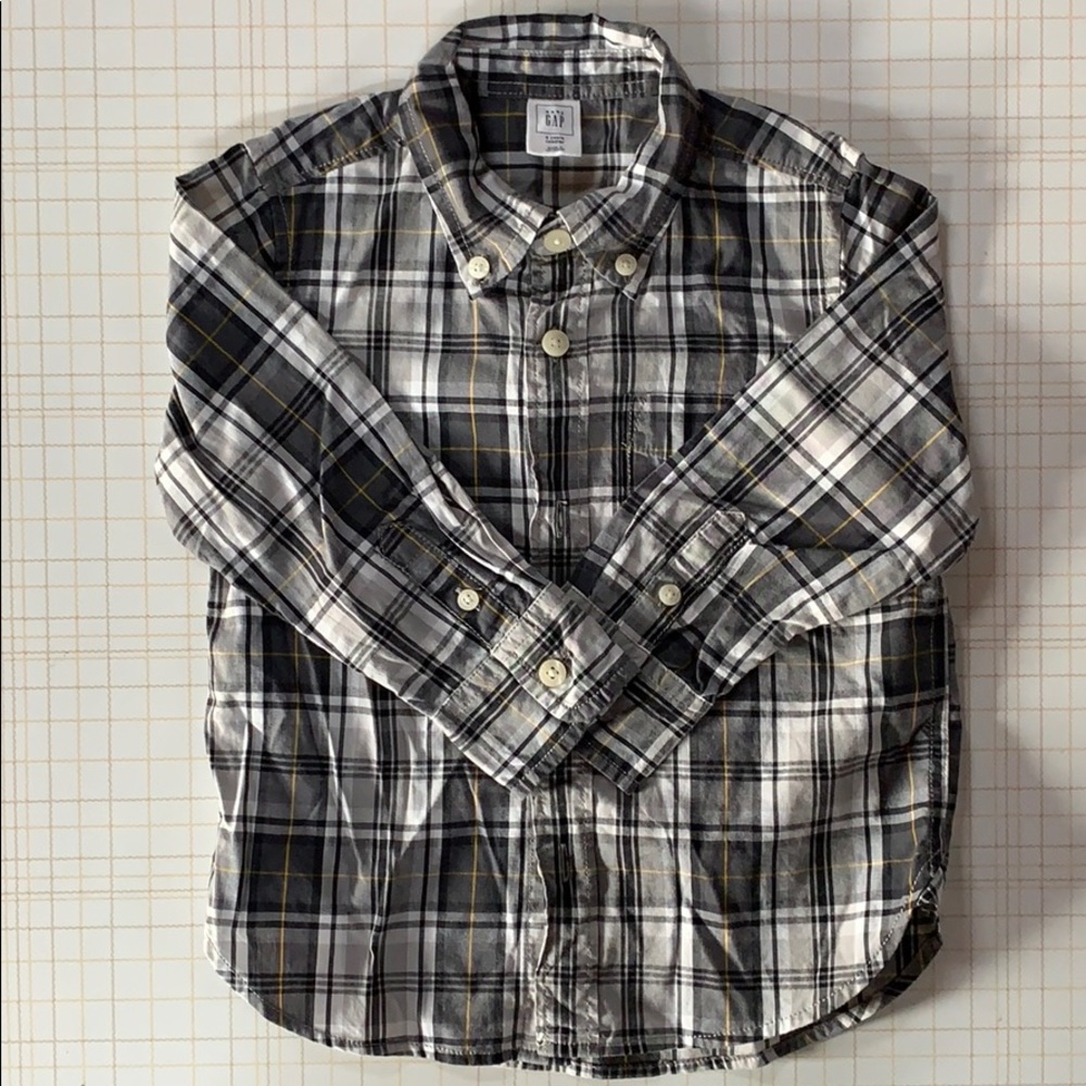 baby GAP grey plaid button up 2T